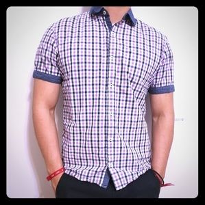 Fitted Checkered purple shirt